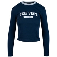 Women's utah state aggies embroidered navy long sleeve t-shirt